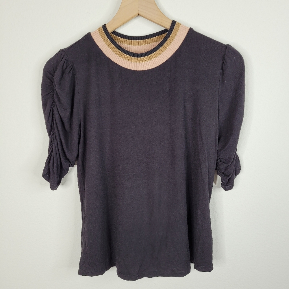 Dolan Black Puff Sleeve Shrit Small